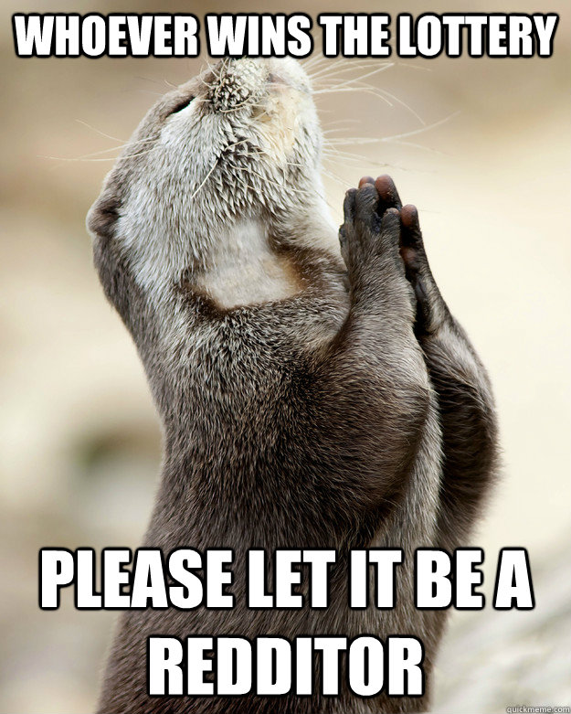 Whoever wins the lottery Please let it be a redditor - Whoever wins the lottery Please let it be a redditor  Otter praying