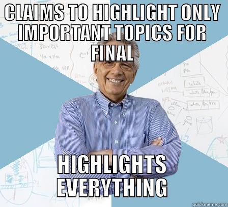 FUCK MSE 402 - CLAIMS TO HIGHLIGHT ONLY IMPORTANT TOPICS FOR FINAL HIGHLIGHTS EVERYTHING Engineering Professor