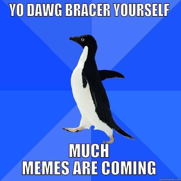YO DAWG BRACER YOURSELF MUCH MEMES ARE COMING Socially Awkward Penguin