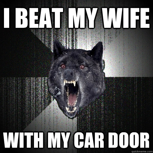 I Beat my wife with my car door  Insanity Wolf