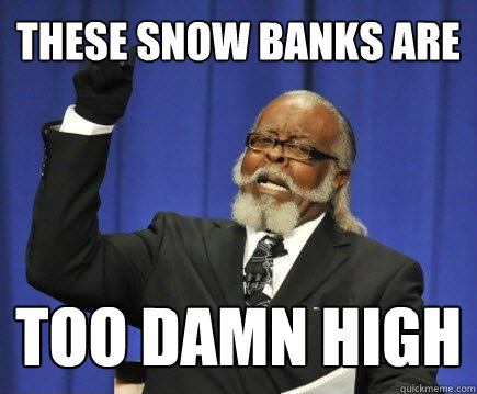 these snow banks are too damn high  Too Damn High