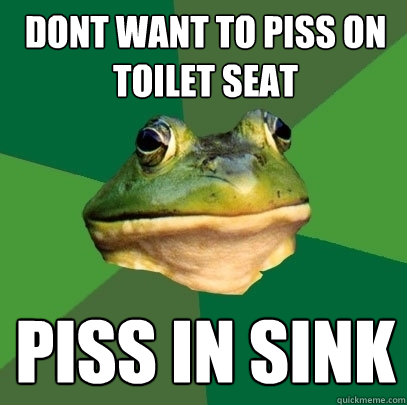 Dont want to piss on toilet seat Piss in Sink  Foul Bachelor Frog