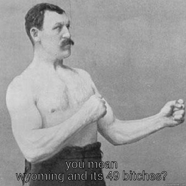  YOU MEAN WYOMING AND ITS 49 BITCHES? overly manly man