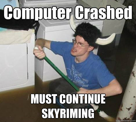 Computer Crashed MUST CONTINUE SKYRIMING  They said