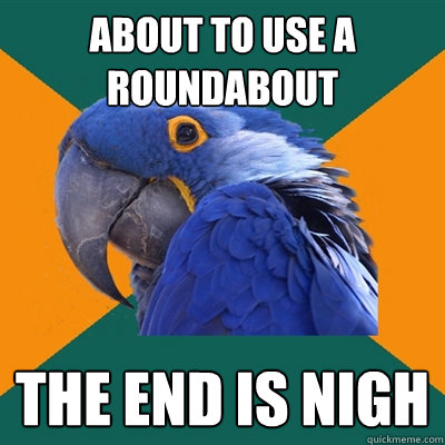 About to use a roundabout The end is nigh  Paranoid Parrot