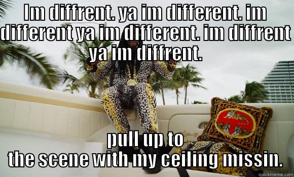 IM DIFFRENT. YA IM DIFFERENT. IM DIFFERENT YA IM DIFFERENT. IM DIFFRENT YA IM DIFFRENT. PULL UP TO THE SCENE WITH MY CEILING MISSIN. Misc