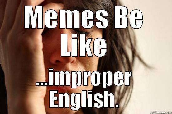 MEMES BE LIKE ...IMPROPER ENGLISH. First World Problems