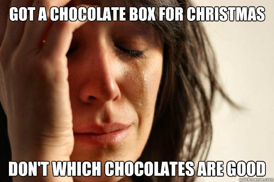 Got a chocolate box for Christmas  Don't which chocolates are good  First World Problems