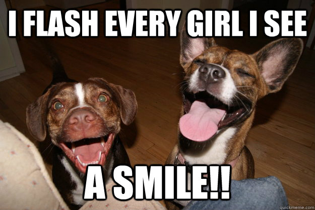 i flash every girl i see a smile!!  Clean Joke Puppies