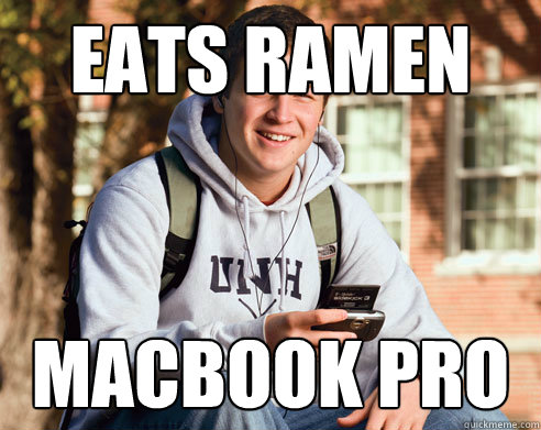 eats ramen macbook pro  College Freshman