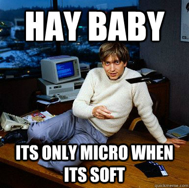 Hay baby its only micro when its soft  Seductive Bill Gates