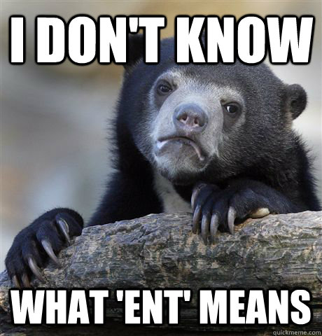 I don't know what 'ent' means  Confession Bear