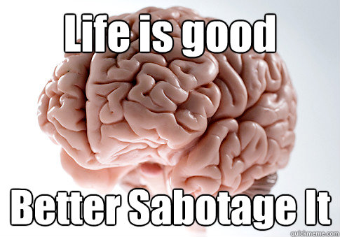 Life is good Better Sabotage It  Scumbag Brain