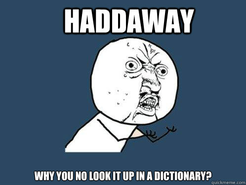 Haddaway Why you no look it up in a dictionary?  Y U No