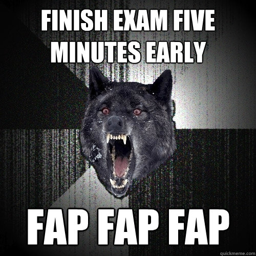 Finish exam five minutes early FAP FAP FAP  Insanity Wolf