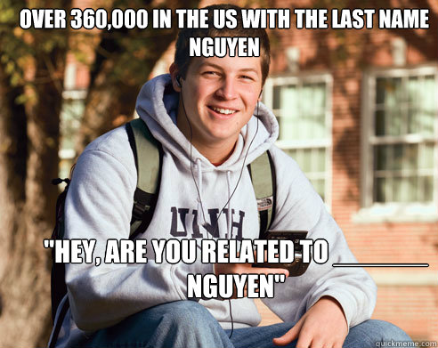 Over 360,000 in the US with the last name Nguyen 