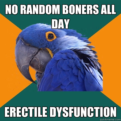 no random boners all day erectile dysfunction  Paranoid Parrot