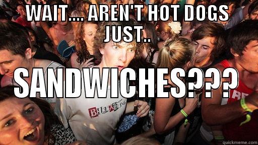 WAIT.... AREN'T HOT DOGS JUST.. SANDWICHES??? Sudden Clarity Clarence