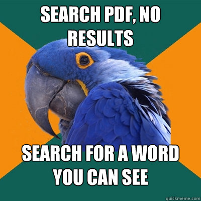 Search PDF, no results Search for a word you can see  Paranoid Parrot