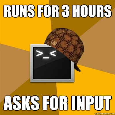 RUNS FOR 3 HOURS ASKS FOR INPUT  