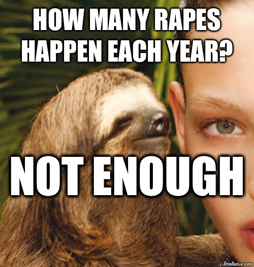 How many rapes happen each year? Not enough   rape sloth