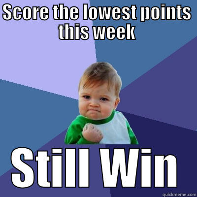 SCORE THE LOWEST POINTS THIS WEEK STILL WIN Success Kid