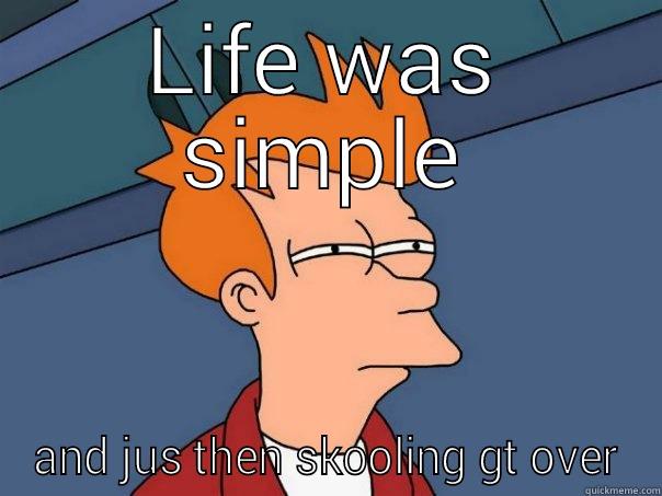 LIFE WAS SIMPLE AND JUS THEN SKOOLING GT OVER Futurama Fry