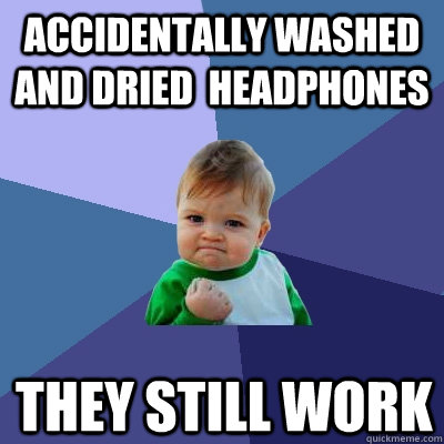 Accidentally Washed and Dried  headphones they still work  Success Kid