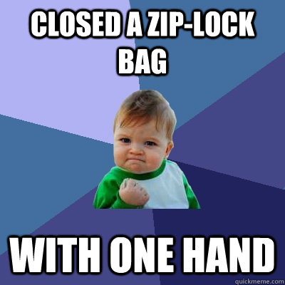 Closed a zip-lock bag with one hand  Success Kid