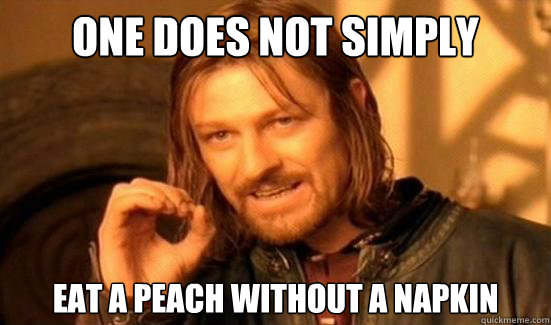 One Does Not Simply eat a peach without a napkin  Boromir