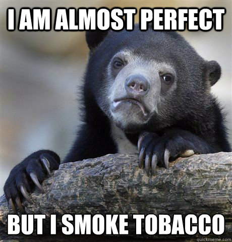 I am almost perfect But I smoke tobacco  - I am almost perfect But I smoke tobacco   Confession Bear