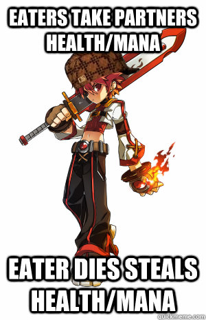 Eaters take partners health/mana Eater dies steals health/mana  Scumbag Elsword