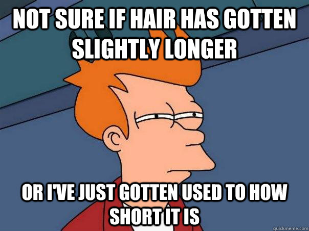 not sure if hair has gotten slightly longer or i've just gotten used to how short it is - not sure if hair has gotten slightly longer or i've just gotten used to how short it is  Futurama Fry