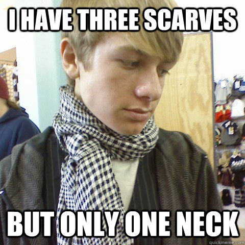 I have three scarves but only one neck  First World Problems Hipster