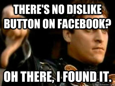 There's no dislike button on facebook? Oh there, I found it.  Downvoting Roman
