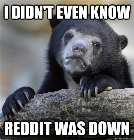 i didn't even know reddit was down  Confession Bear