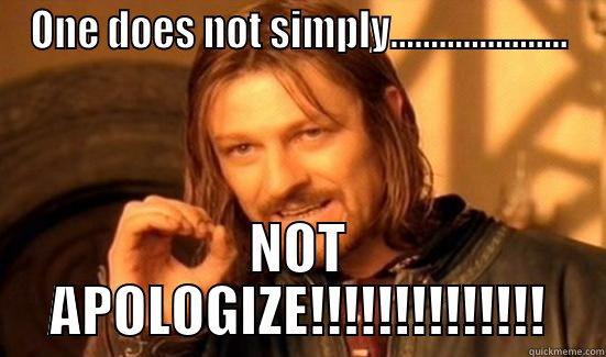 ONE DOES NOT SIMPLY...................... NOT APOLOGIZE!!!!!!!!!!!!!! Boromir