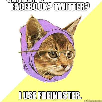 Facebook? Twitter? I use Freindster. Caption 3 goes here  Hipster Kitty