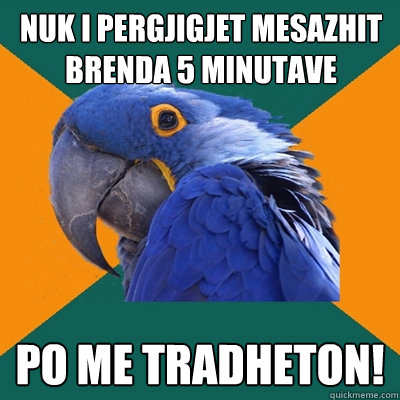 nuk i pergjigjet mesazhit brenda 5 minutave po me tradheton!  Paranoid Parrot
