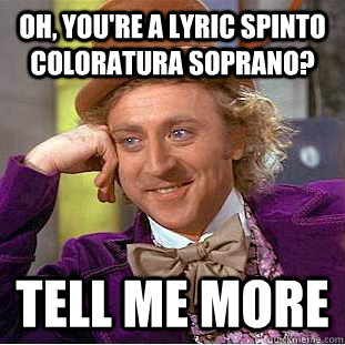 Oh, you're a lyric spinto coloratura soprano?  Tell me more  Creepy Wonka