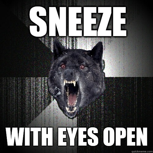 Sneeze With eyes open  Insanity Wolf