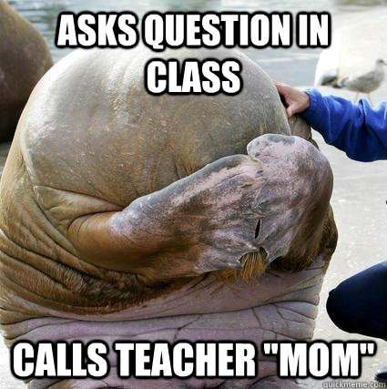 Asks question in class Calls teacher 
