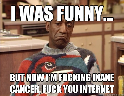 I was funny... but now i'm fucking inane cancer, fuck you internet Caption 3 goes here  