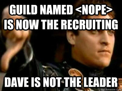Guild named <Nope> is now the recruiting Dave is not the leader  Downvoting Roman