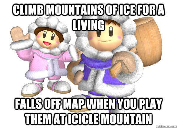 Climb mountains of ice for a living Falls off map when you play them at icicle mountain - Climb mountains of ice for a living Falls off map when you play them at icicle mountain  Misc