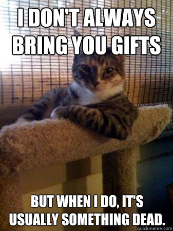 i don't always bring you gifts but when I do, it's usually something dead.  The Most Interesting Cat in the World
