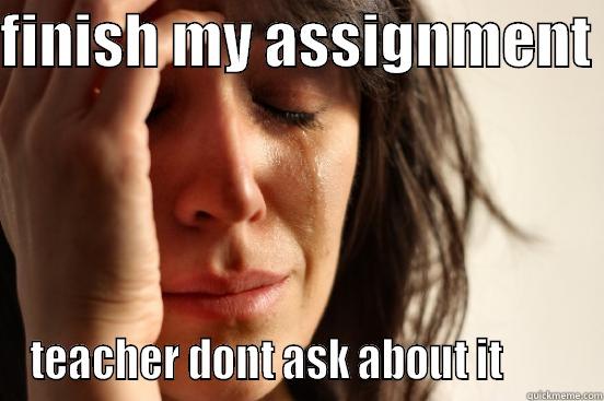 FINISH MY ASSIGNMENT  TEACHER DONT ASK ABOUT IT         First World Problems