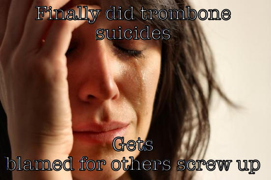 FINALLY DID TROMBONE SUICIDES GETS BLAMED FOR OTHERS SCREW UP First World Problems