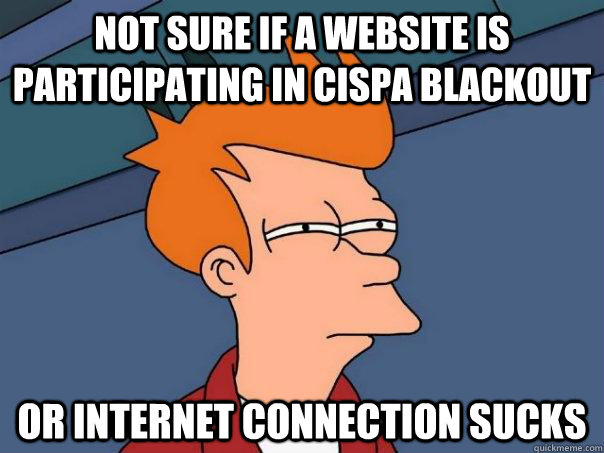 Not sure if a website is participating in CISPA blackout Or internet connection sucks  Futurama Fry