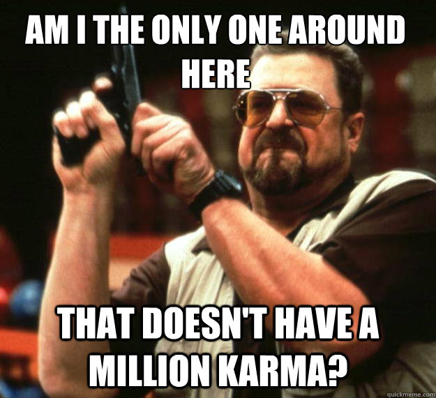 Am I the only one around here that doesn't have a million karma?  Walter